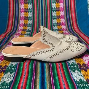 J Crew Academy White Studded Mule 8.5